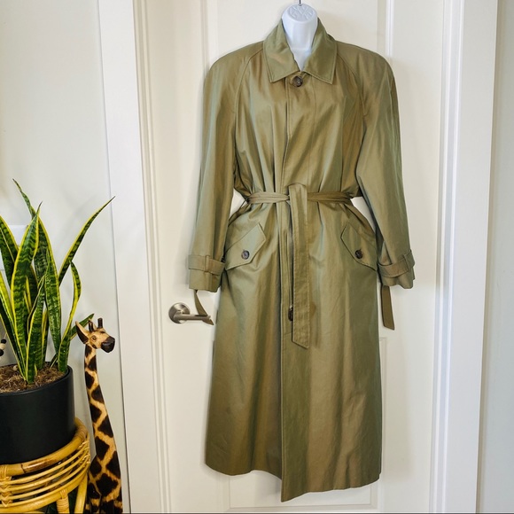 Vintage Green Slightly Iridescent Trench Coat - Picture 2 of 9
